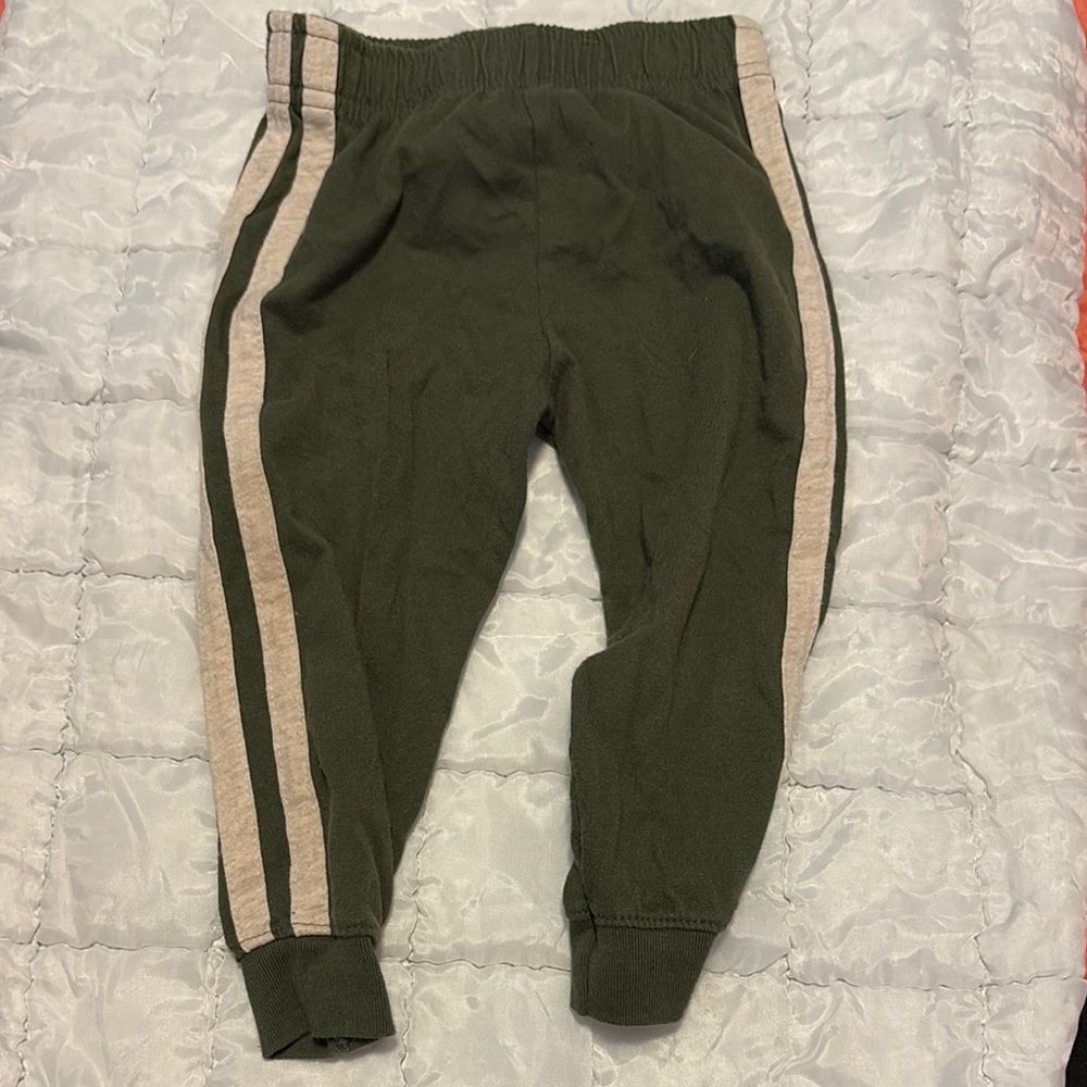 Garanimals Green and Cream Jogger Sweatpants with Elastic Cuffs